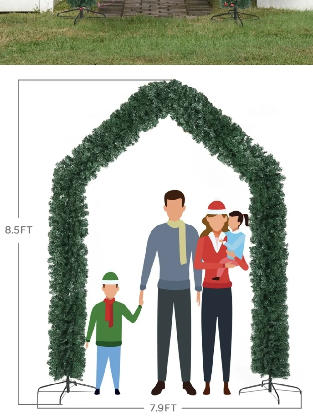 Outdoor Christmas Garland Archway - Green Holiday Doorway Decor
